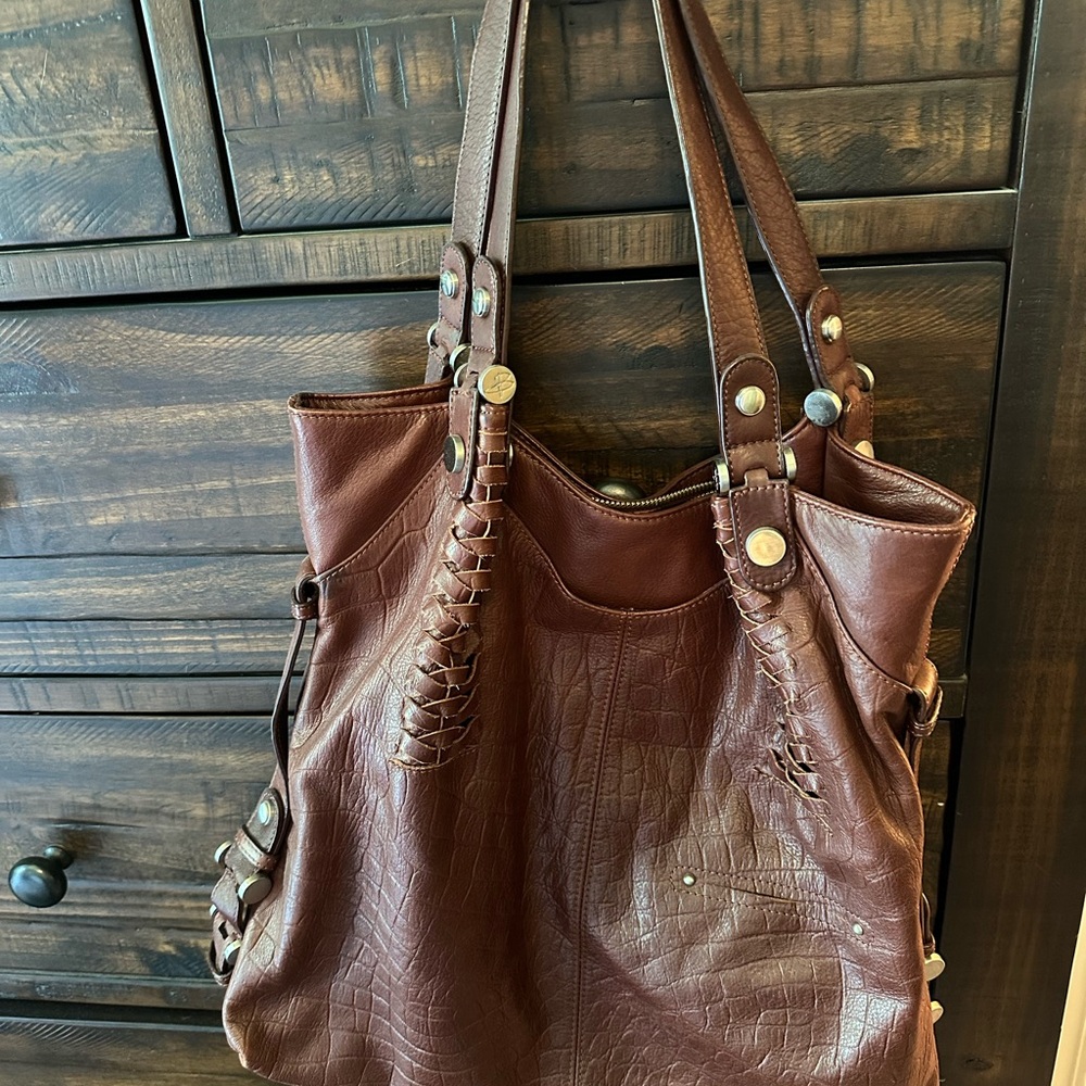 B. Makowsky Rich Brown Leather Tote
